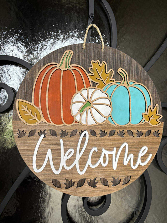 Three Pumpkins Door Hanger