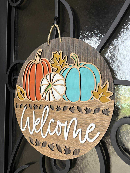 Three Pumpkins Door Hanger